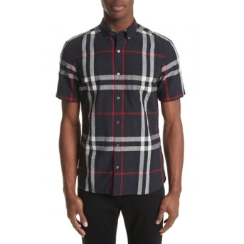 Burberry brit Men's Check Short-Sleeve Shirt Black