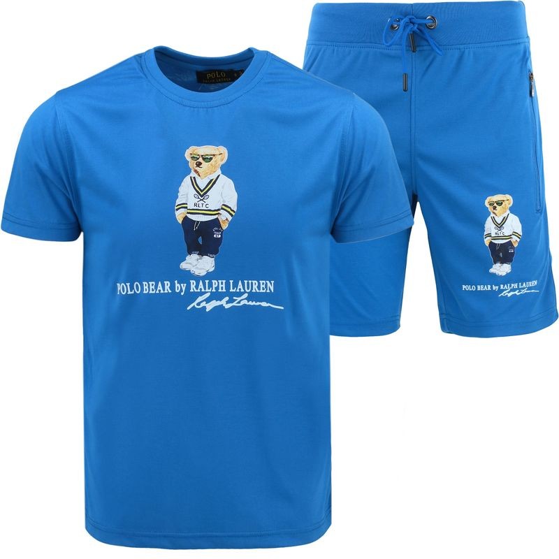 R.L Polo Men's Classic Fit Polo Bear Jersey T-Shirt & Short Set Final Sale