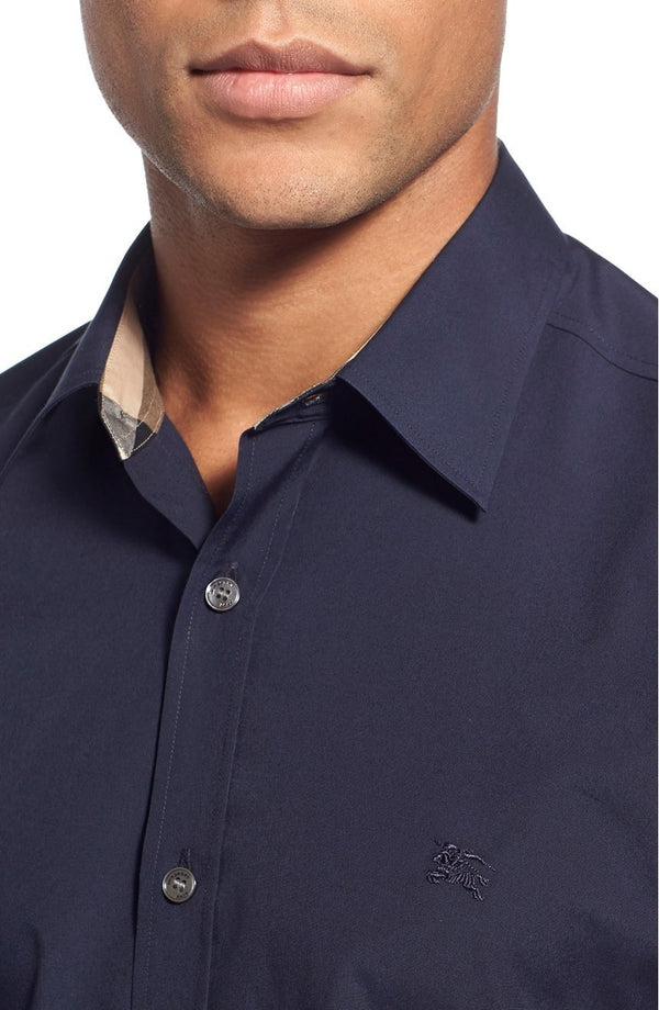 Burberry London Men's Long Sleeve  Check  Navy Final Sale