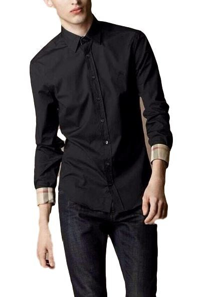 Burberry London Men's  Long Sleeve Check Black Final Sale