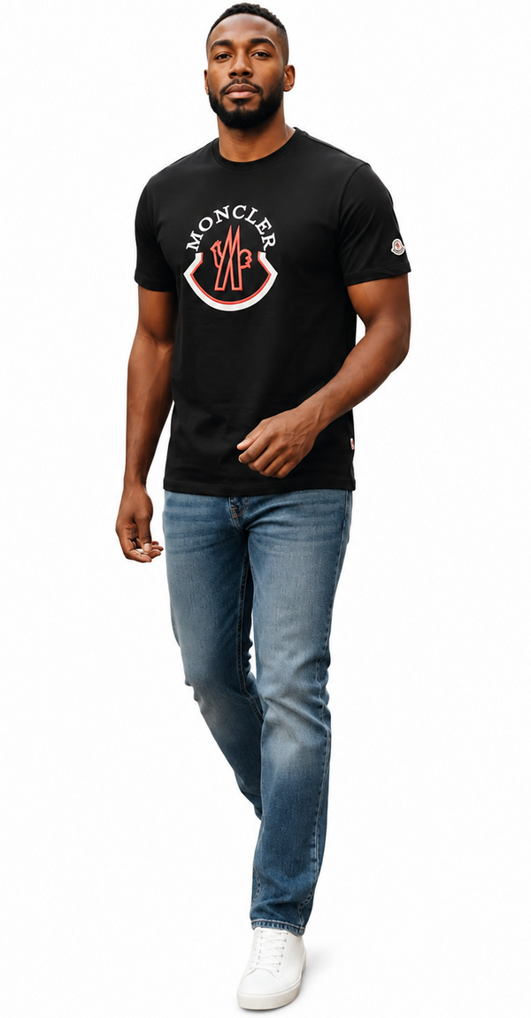 Moncler White Crew Neck  Logo Patch T-Shirt Closing Out