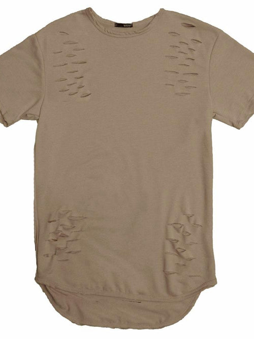 TAUPE SCISSOR DISTRESSED TEE