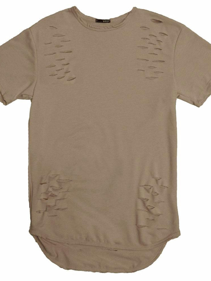 TAUPE SCISSOR DISTRESSED TEE