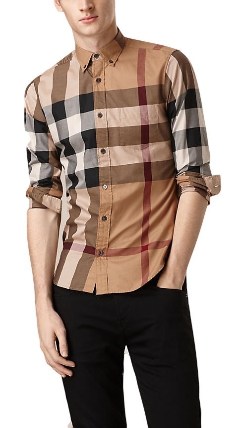 Burberry Men's Cotton Exploded Check Button Down Shirt