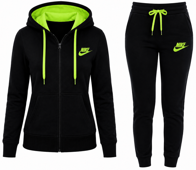 Nike Womens Essential Full-Zip Fleece Hoodie & Pants Set Black Main image