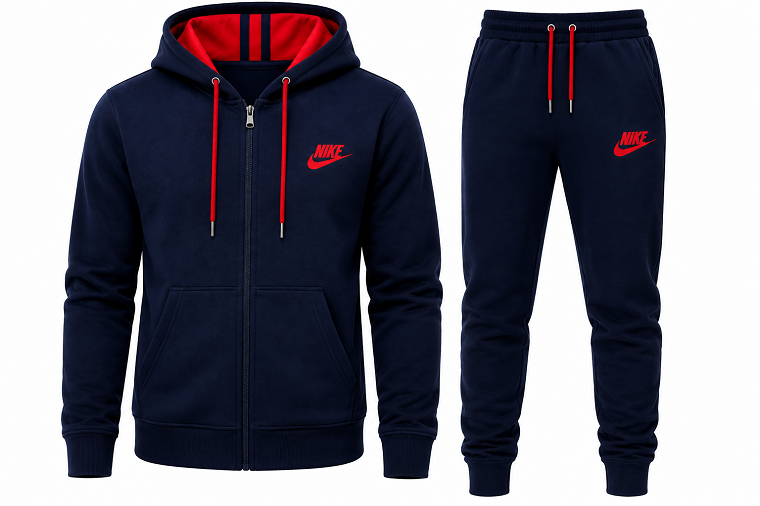 Nike Womens Essential Colorblock Full-Zip Fleece Hoodie & Pants Set Navy Main image
