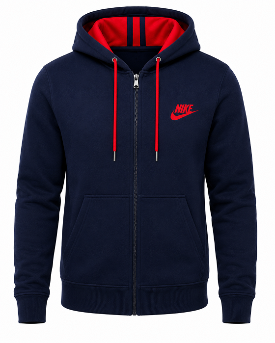 Nike Womens Essential Colorblock Full-Zip Fleece Hoodie & Pants Set Navy Secondary image