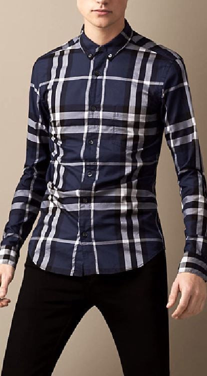 Burberry Brit  Men's Cotton Check Shirt Navy Secondary image