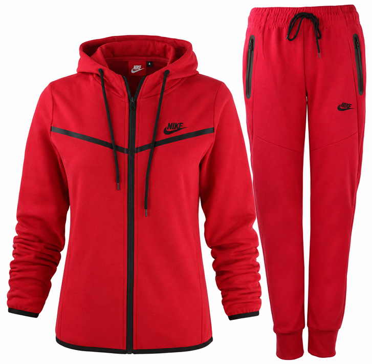 Nike Sportswear Tech Fleece Windrunner Women's Full-Zip Hoodie & Pants Set Red