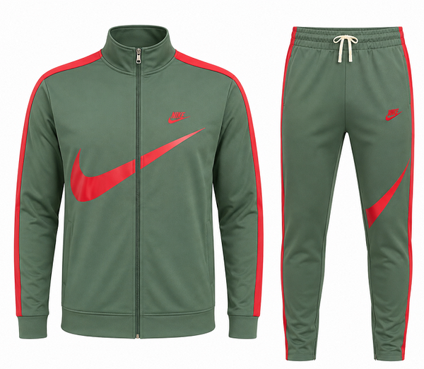 Nike Sportswear Swoosh  2 Piece Tracksuit Green/Red