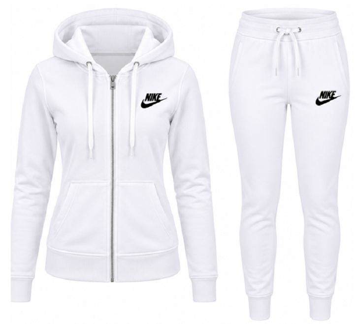 Nike Sportswear Club Fleece Women's Full Zip Hoodie & Pants Set White Secondary image