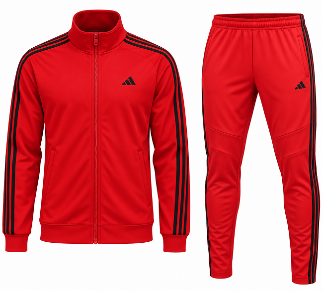 Adidas 3-Stripe Tricoat Track Set Jacket & Pants Red