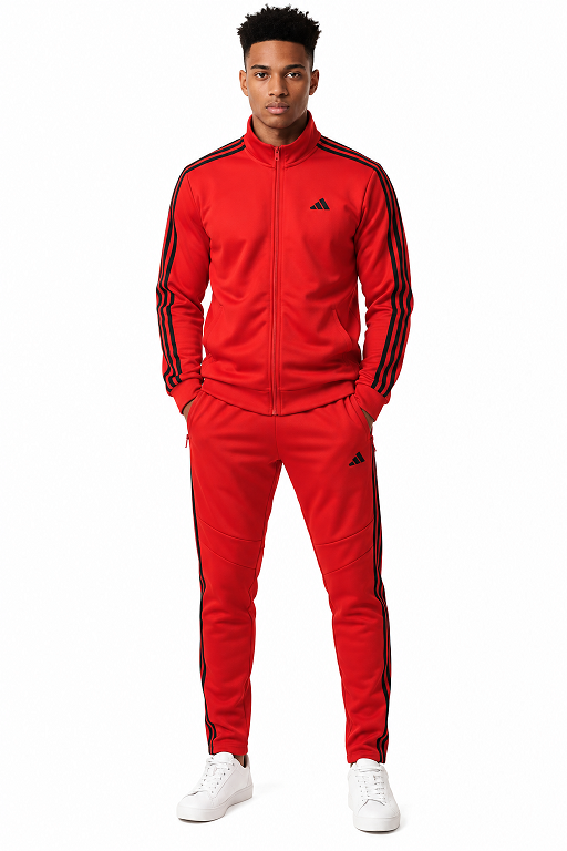 Adidas 3-Stripe Tricoat Track Set Jacket & Pants Red