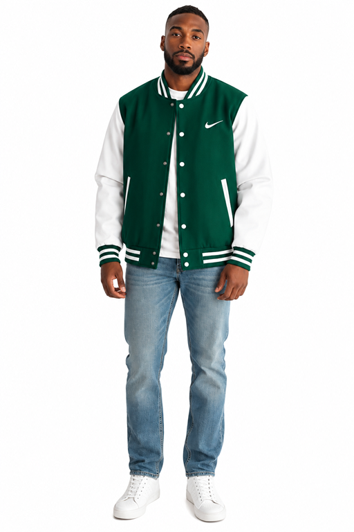 Nike Swoosh Men's Two Tone Leathered Varsity Jacket