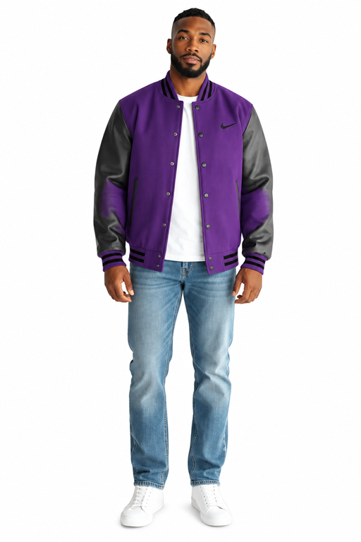 Nike Swoosh Men's Two Tone Leathered Varsity Jacket
