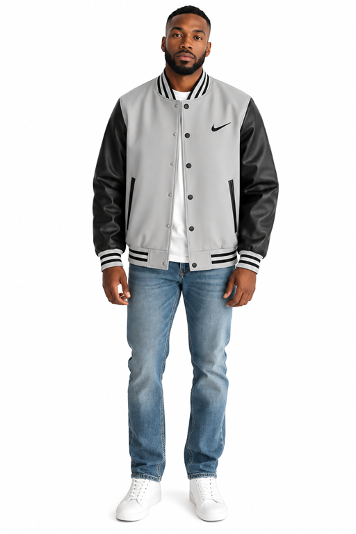 Nike Swoosh Men's Two Tone Leathered Varsity Jacket