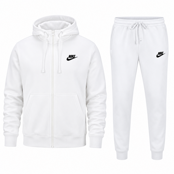 Nike Sportswear Club Fleece Men's Full Zip Hoodie & Pants Set White
