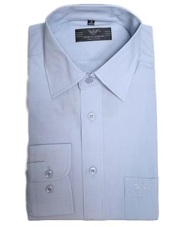 Giorgio Armani Men's Solid  Blue Cotton Button Down Shirt