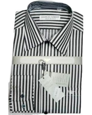Giorgio Armani White/Ash Striped  Button Down Shirt Final Sale