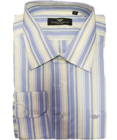 Armani Blue Multi Color Stripe Button Down Shirt Final Sale Main image
