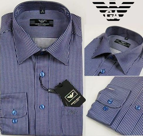 Armani Men's Navy Stripe  Button Down Shirt