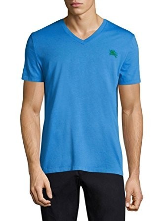 Burberry Brit Men's Lindon Cotton V-Neck Tee in Chalk Blue