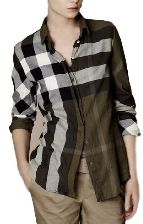 Burberry Women's  Brit Tonal Check  Shirt Olive Main image