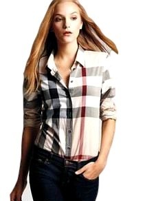 Burberry Women's  Brit Tonal  Check  Shirt Carmel