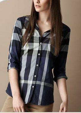 Burberry Women's Brit Check Shirt Navy Secondary image