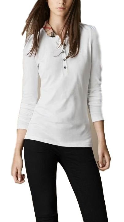 Burberry Women's  Long Sleeve Check Collar Polo Shirt