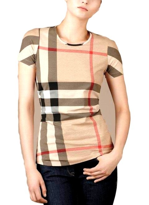 Burberry Check Front  T-Shirt -Women's