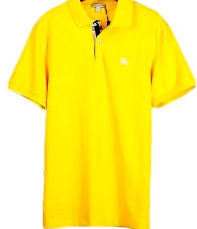 Burberry Men's Placket Piqué Cotton Polo Shirt Yellow Final Sale