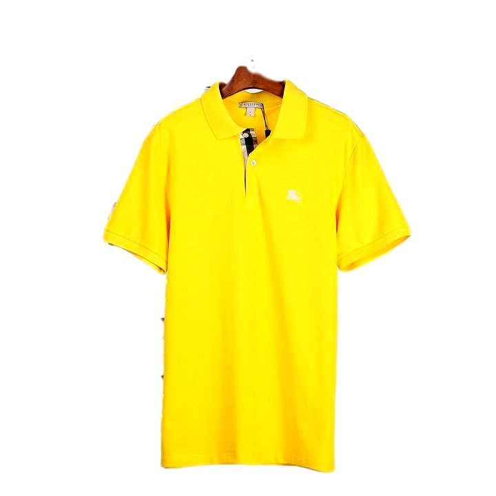 Burberry Men's Placket Piqué Cotton Polo Shirt Yellow Final Sale