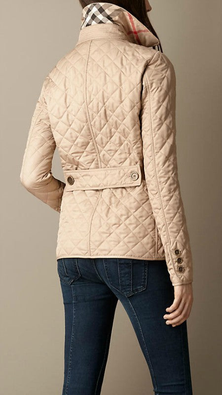 Burberry Women's Quilted Button Trench Jacket Beige