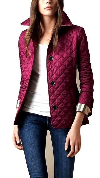 Burberry Quilted Button Trench Jacket Burgundy
