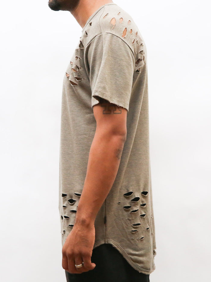 TAUPE SCISSOR DISTRESSED TEE