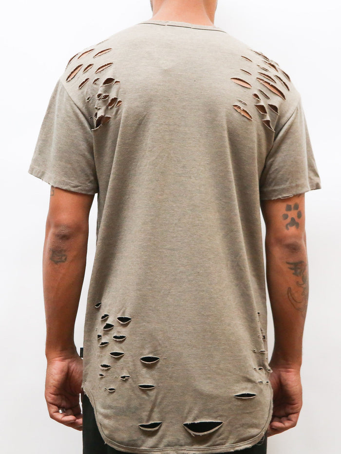 TAUPE SCISSOR DISTRESSED TEE