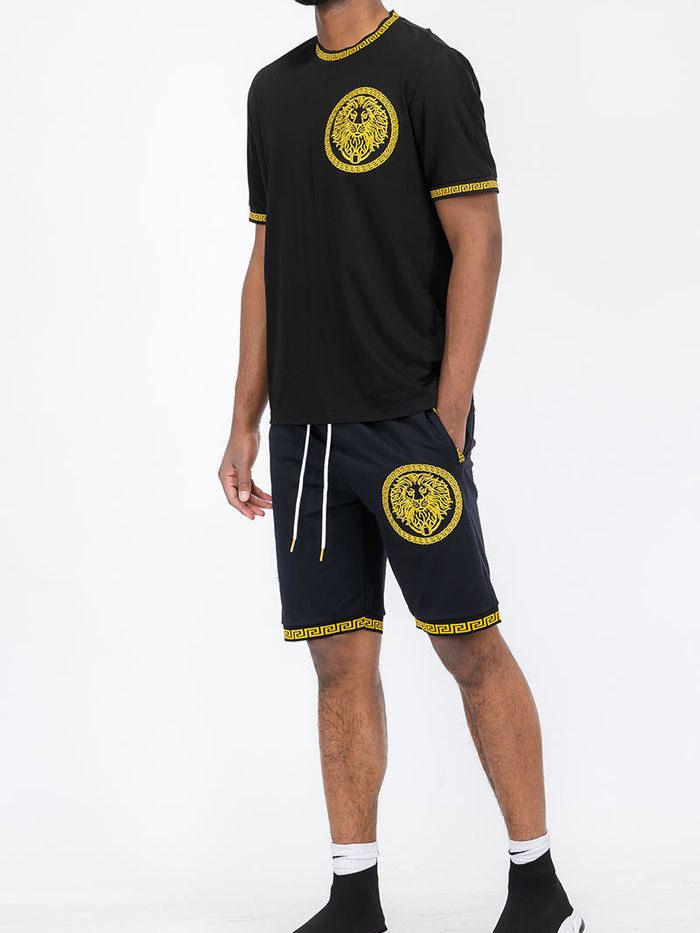 Lion Head Tshirt Short Set-0