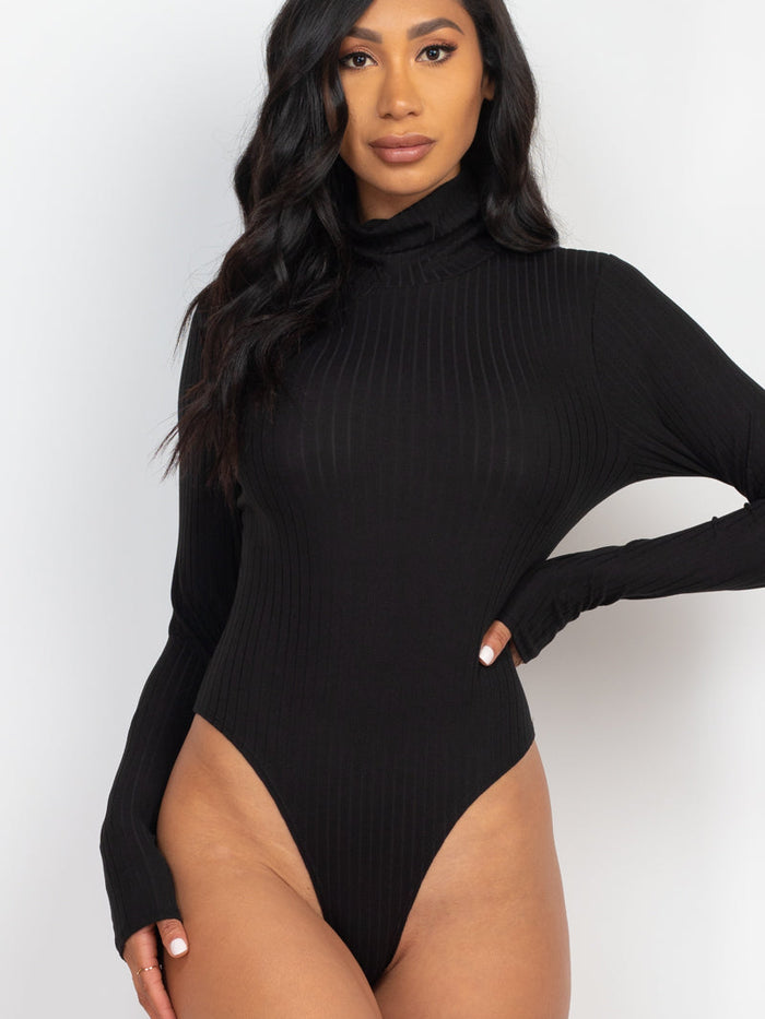 Ribbed Turtle Neck Long Sleeve Bodysuit (CAPELLA)