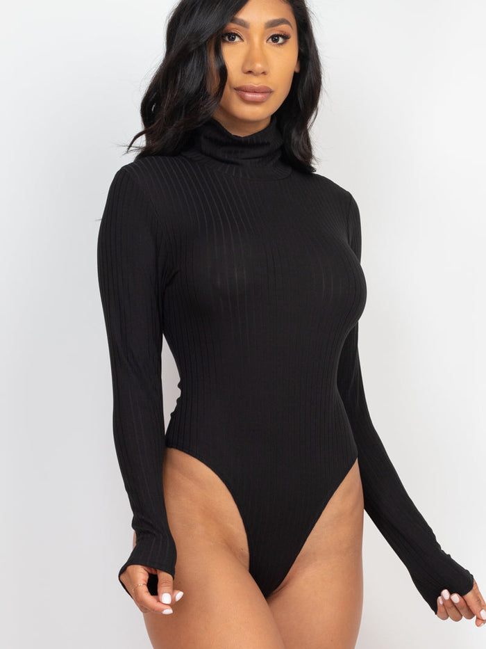 Ribbed Turtle Neck Long Sleeve Bodysuit (CAPELLA)