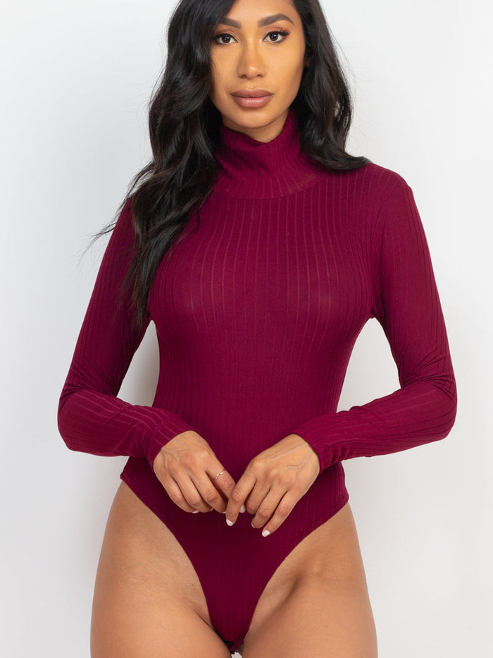 Ribbed Turtle Neck Long Sleeve Bodysuit (CAPELLA)