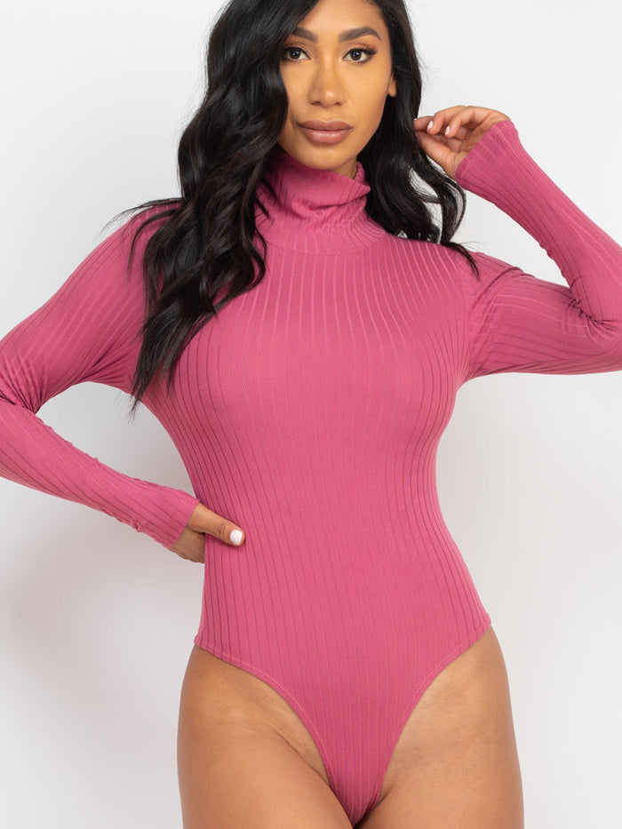 Ribbed Turtle Neck Long Sleeve Bodysuit (CAPELLA)