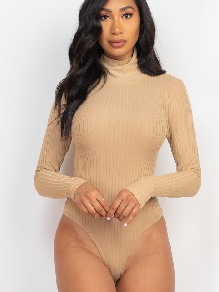Ribbed Turtle Neck Long Sleeve Bodysuit (CAPELLA)