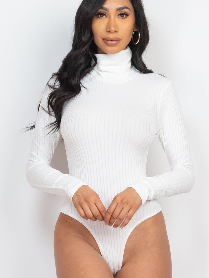 Ribbed Turtle Neck Long Sleeve Bodysuit (CAPELLA)