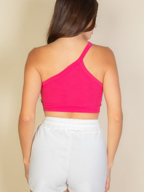 One Shoulder Ribbed Cropped Top (CAPELLA)