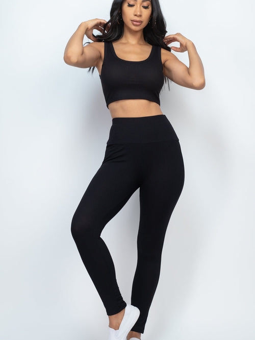 Ribbed Crop Top & Leggings Set (CAPELLA)