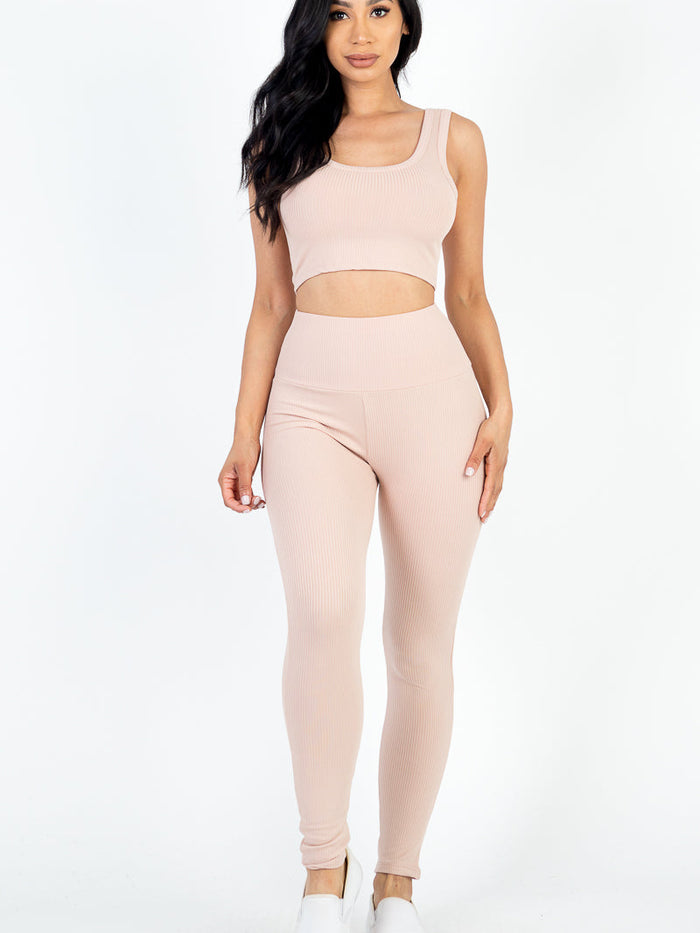 Ribbed Crop Top & Leggings Set (CAPELLA)
