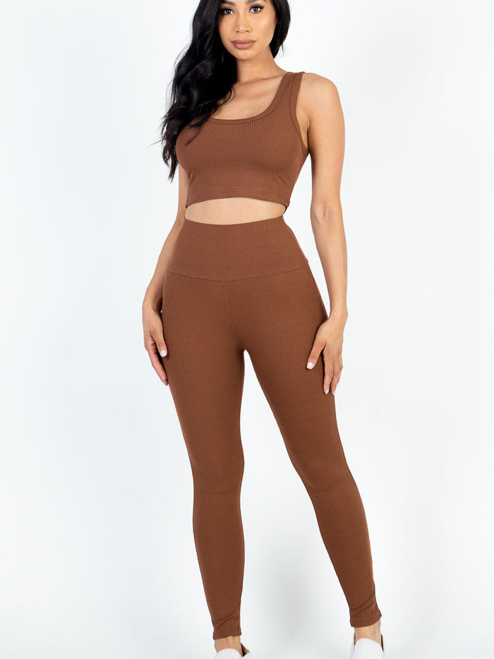 Ribbed Crop Top & Leggings Set (CAPELLA)
