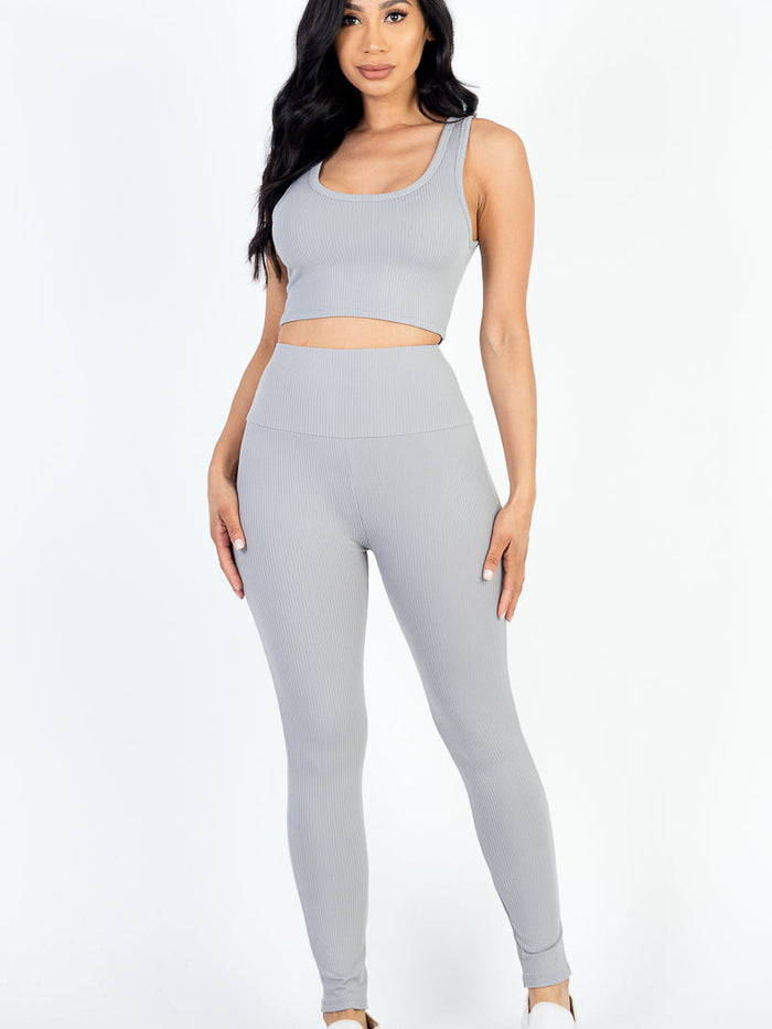 Ribbed Crop Top & Leggings Set (CAPELLA)