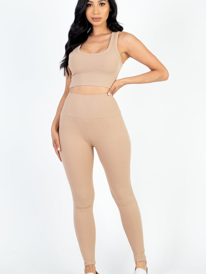 Ribbed Crop Top & Leggings Set (CAPELLA)
